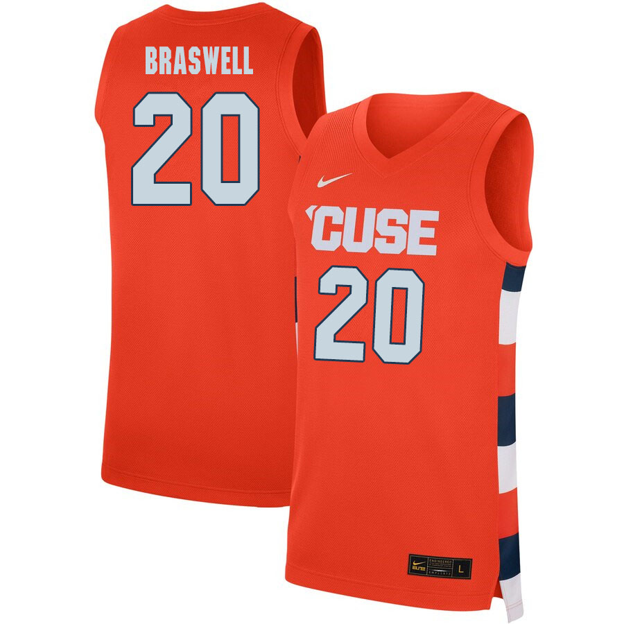 2020 Men #20 Robert Braswell Syracuse Orange College Basketball Jerseys Sale-Orange